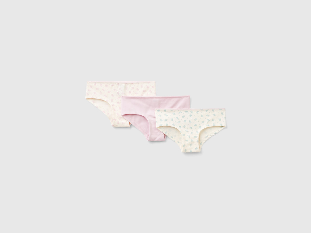 Tre culotte fantasia in cotone stretch