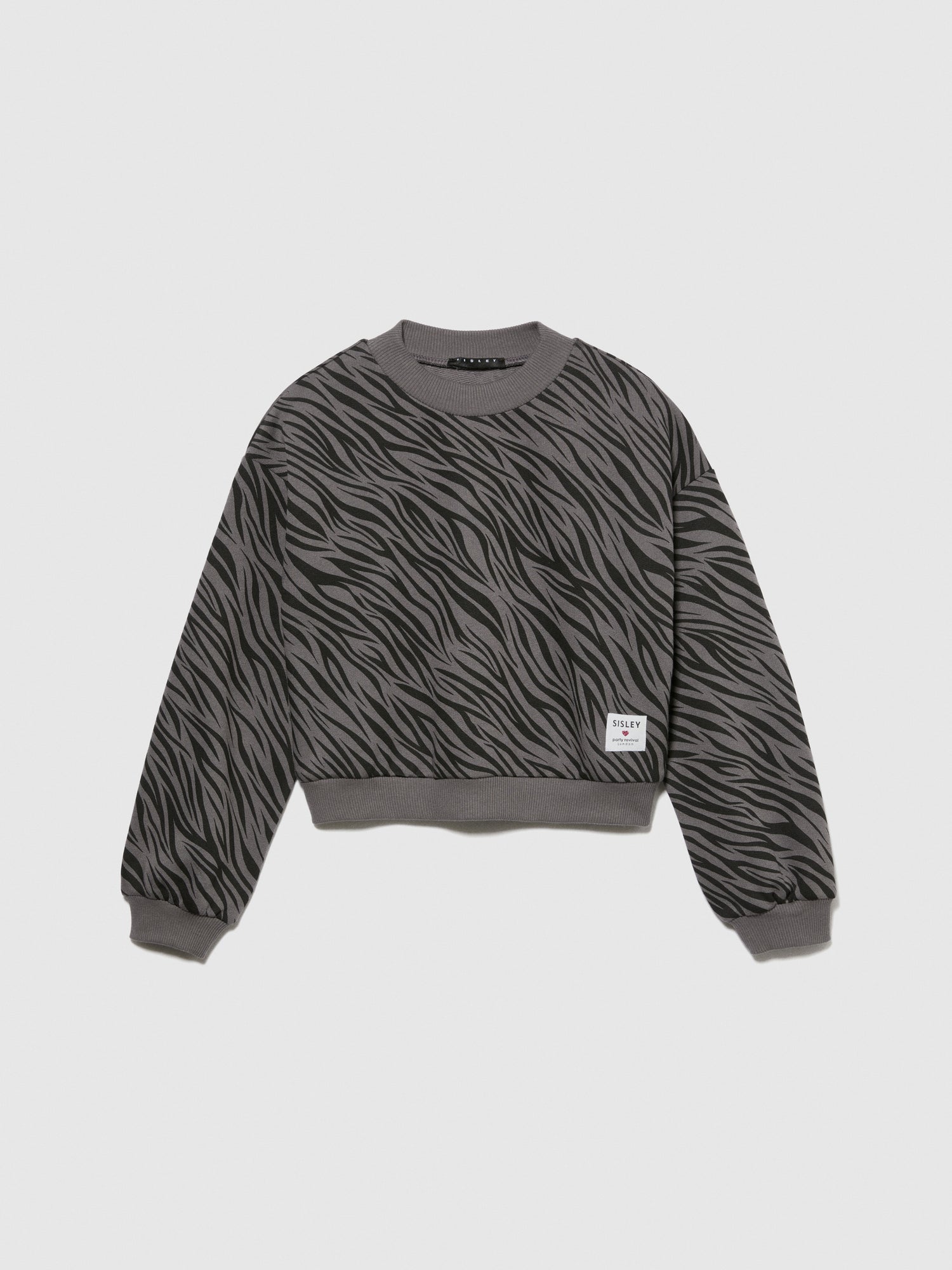 Felpa cropped animalier da bambina grigio | Sisley young Outlet