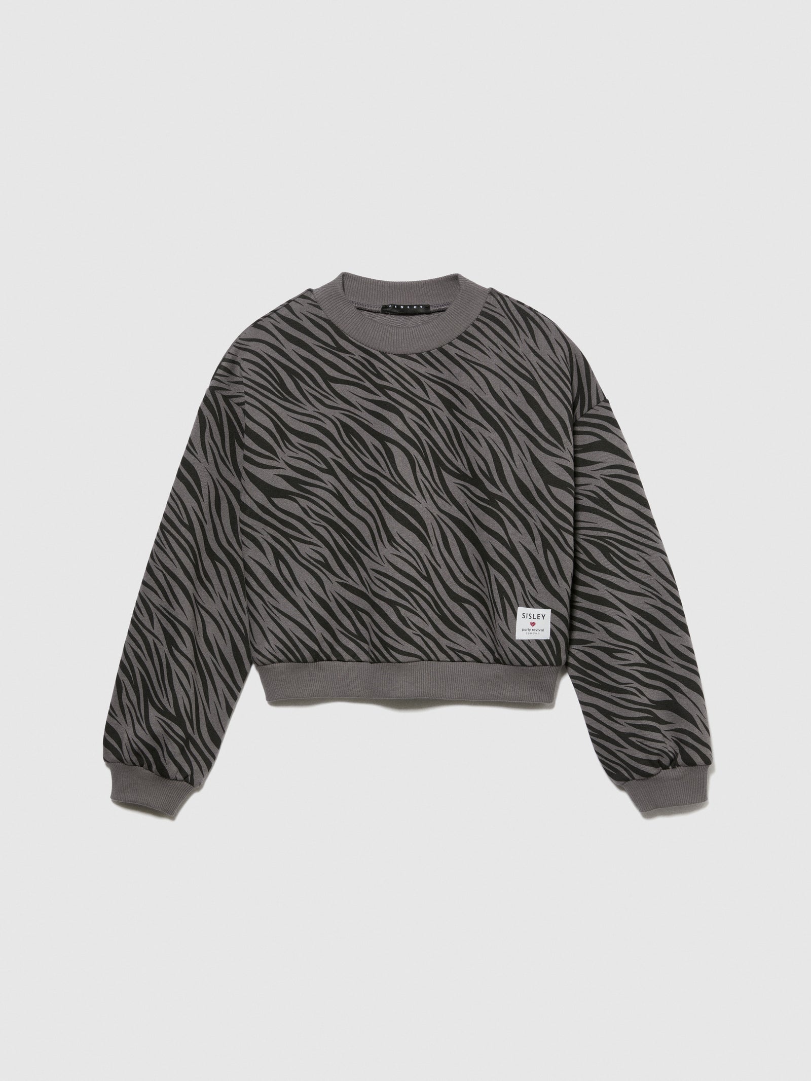 Felpa cropped animalier da bambina grigio | Sisley young Outlet