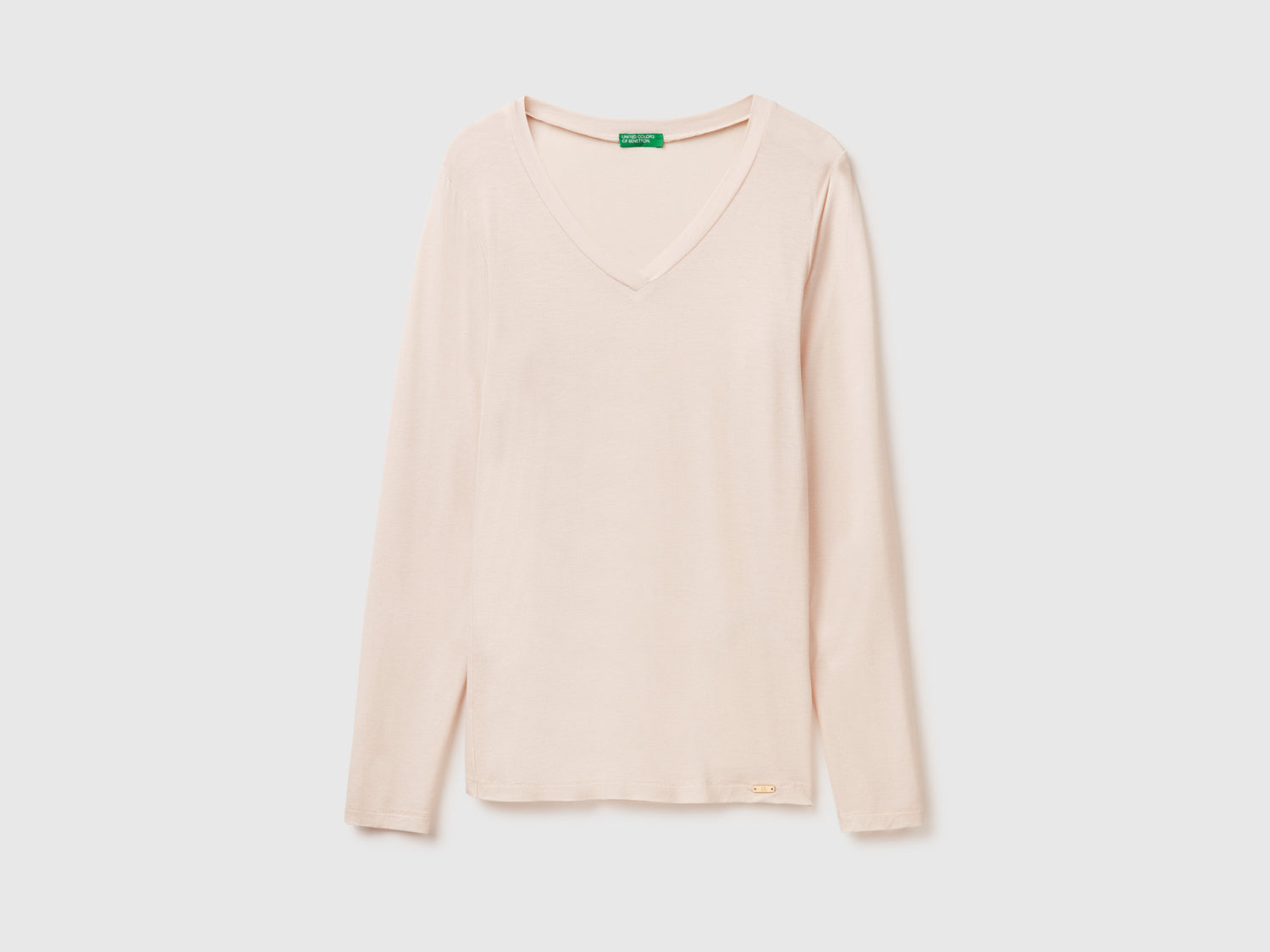 T-shirt in misto Modal e cashmere da donna beige | Benetton Outlet