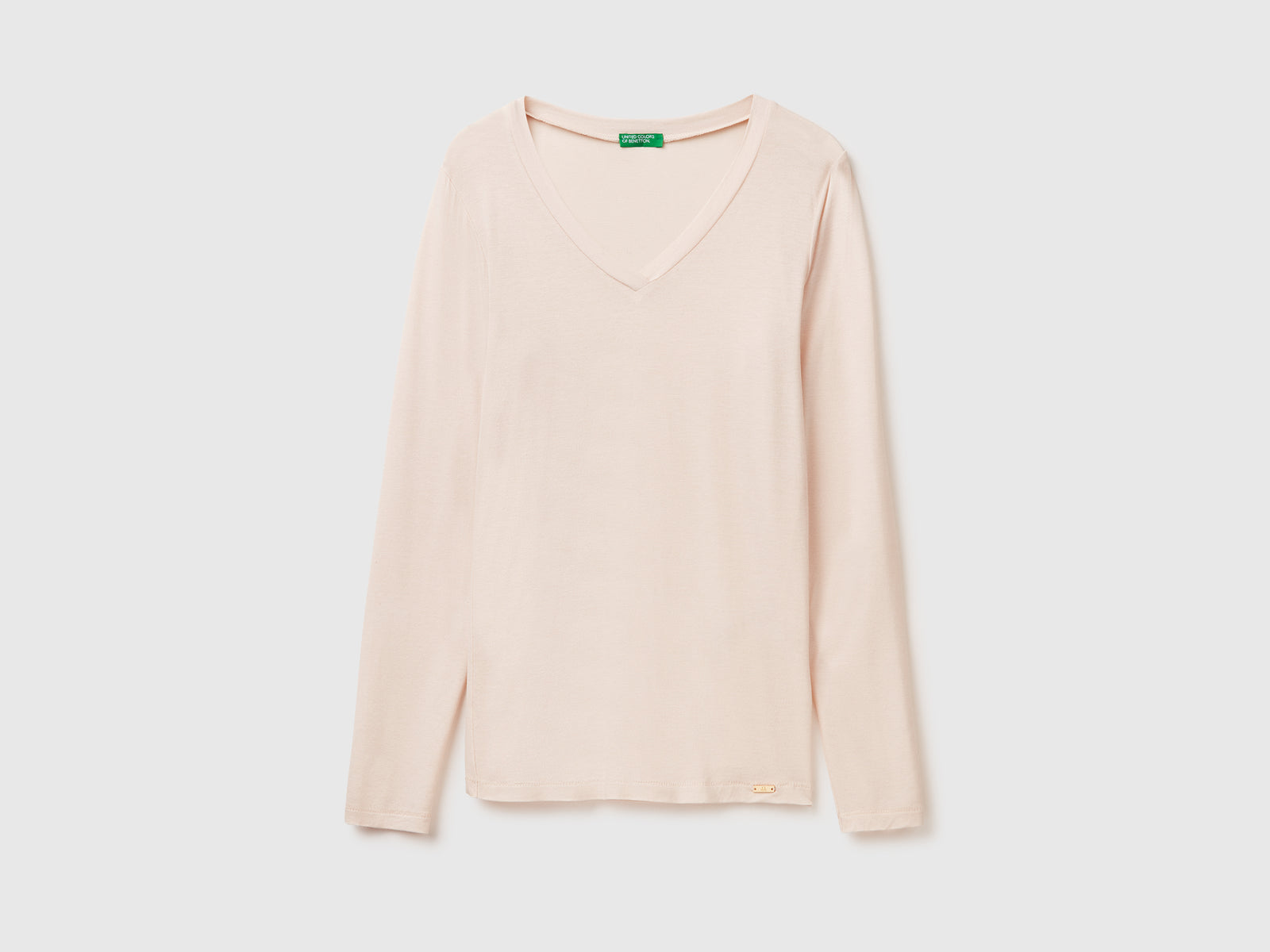 T-shirt in misto Modal e cashmere da donna beige | Benetton Outlet