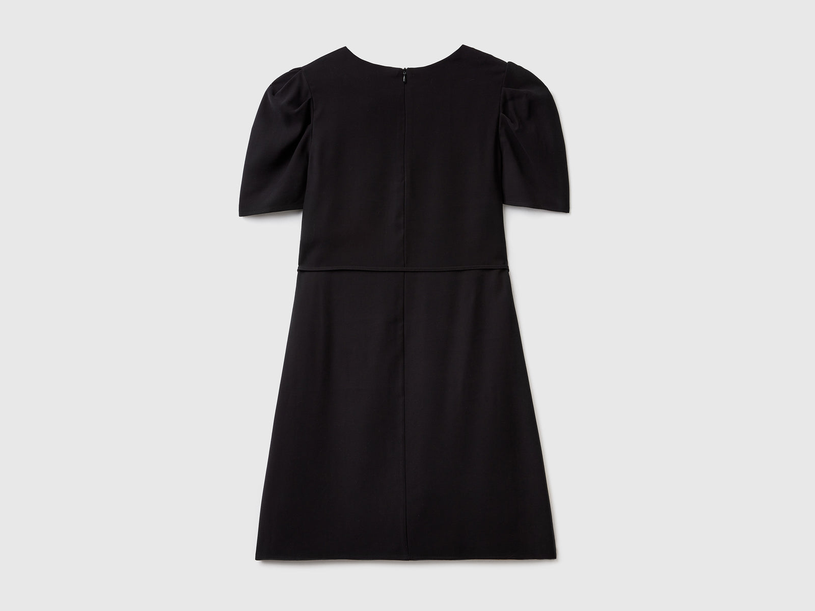 Vestito corto in misto viscosa con scollo rotondo da donna nero 2 | Benetton Outlet