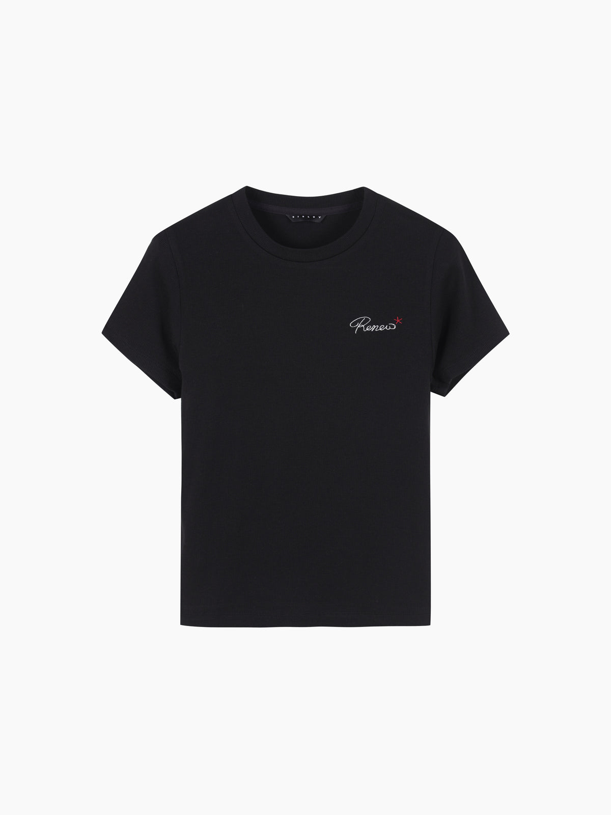 T-shirt a costine con ricamo