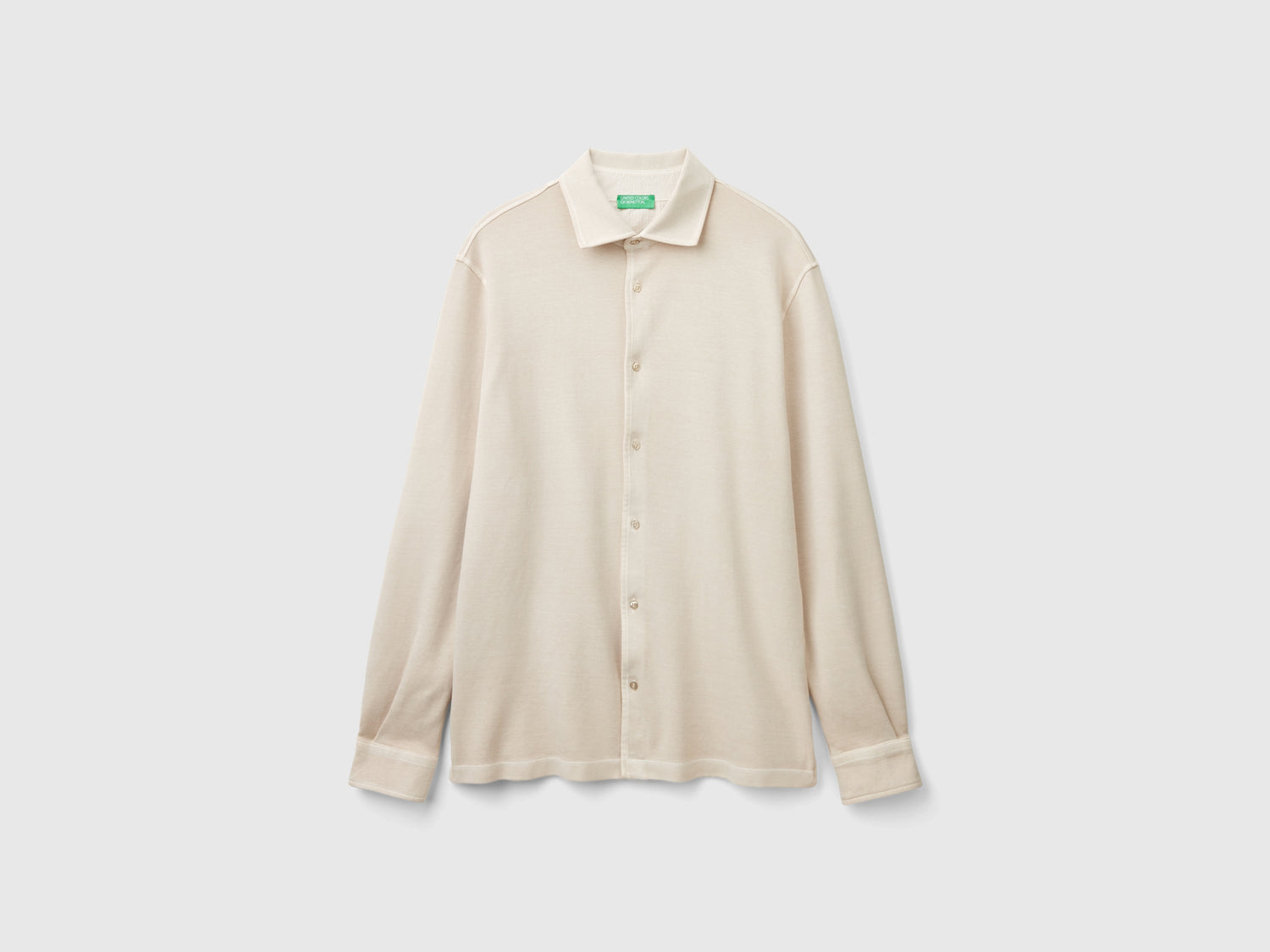 Camicia in puro cotone da uomo beige | Benetton Outlet