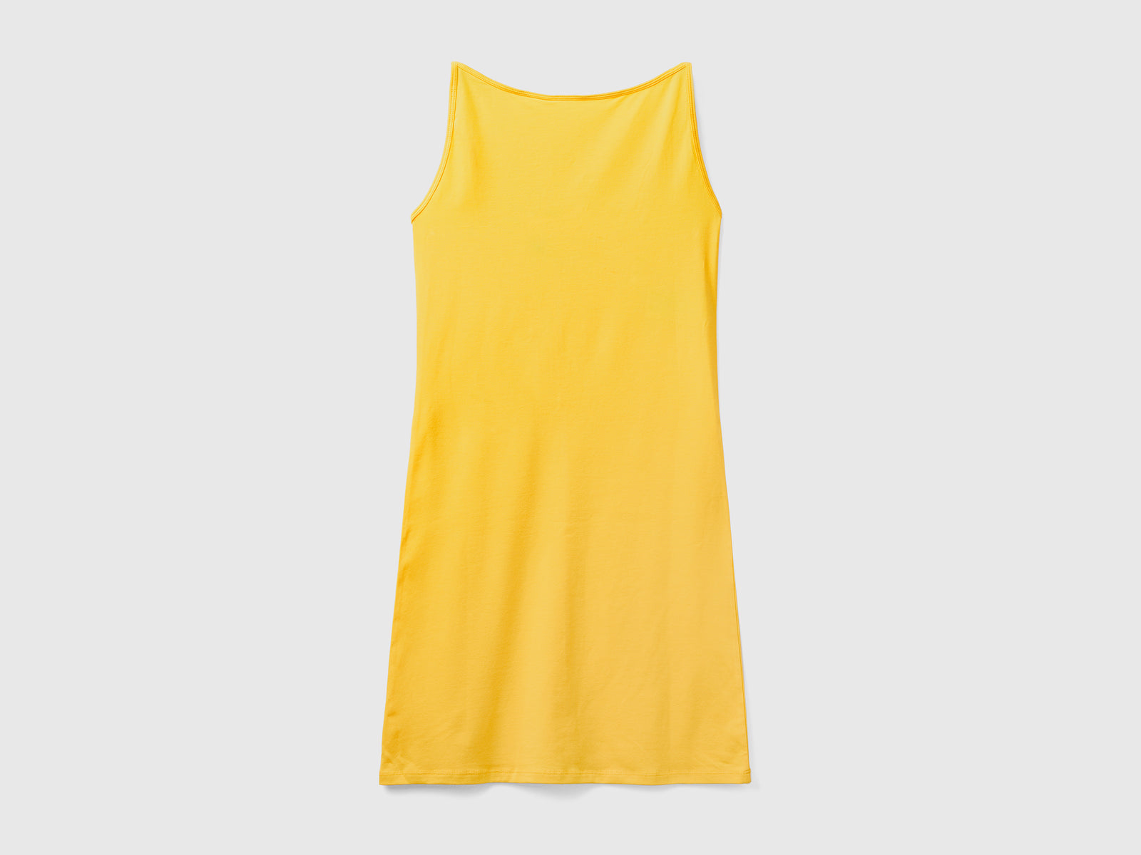 Vestito corto smanicato in cotone elasticizzato dalla vestibilità aderente da donna giallo | Benetton Outlet