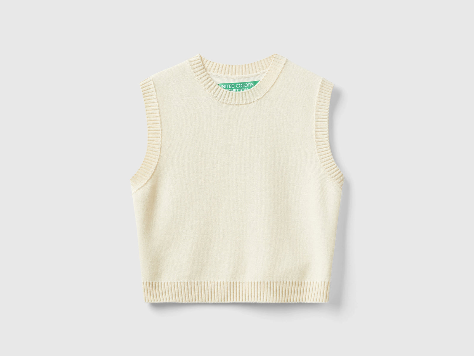 Gilet cropped in misto cashmere da donna beige | Benetton Outlet