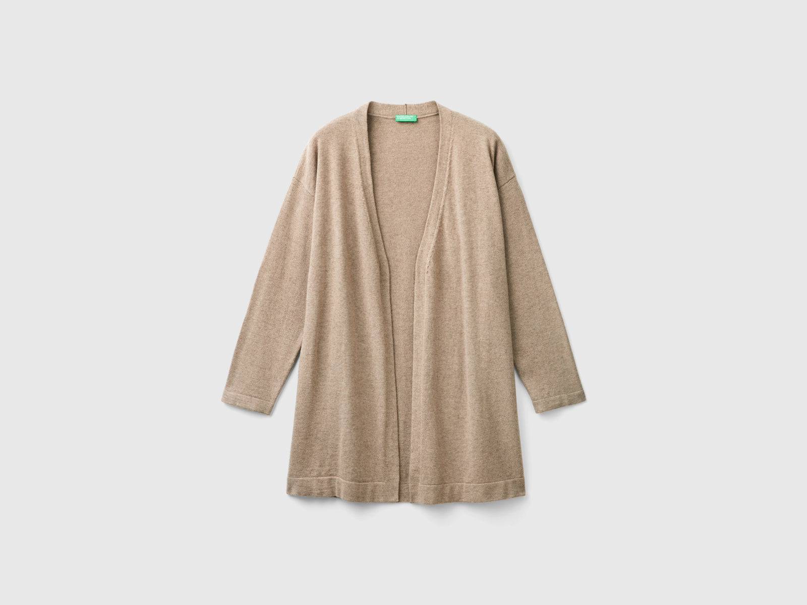 Cardigan mélange aperto in misto lana e cashmere da donna marrone | Benetton Outlet