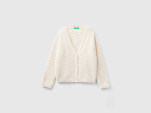Cardigan in filato peloso