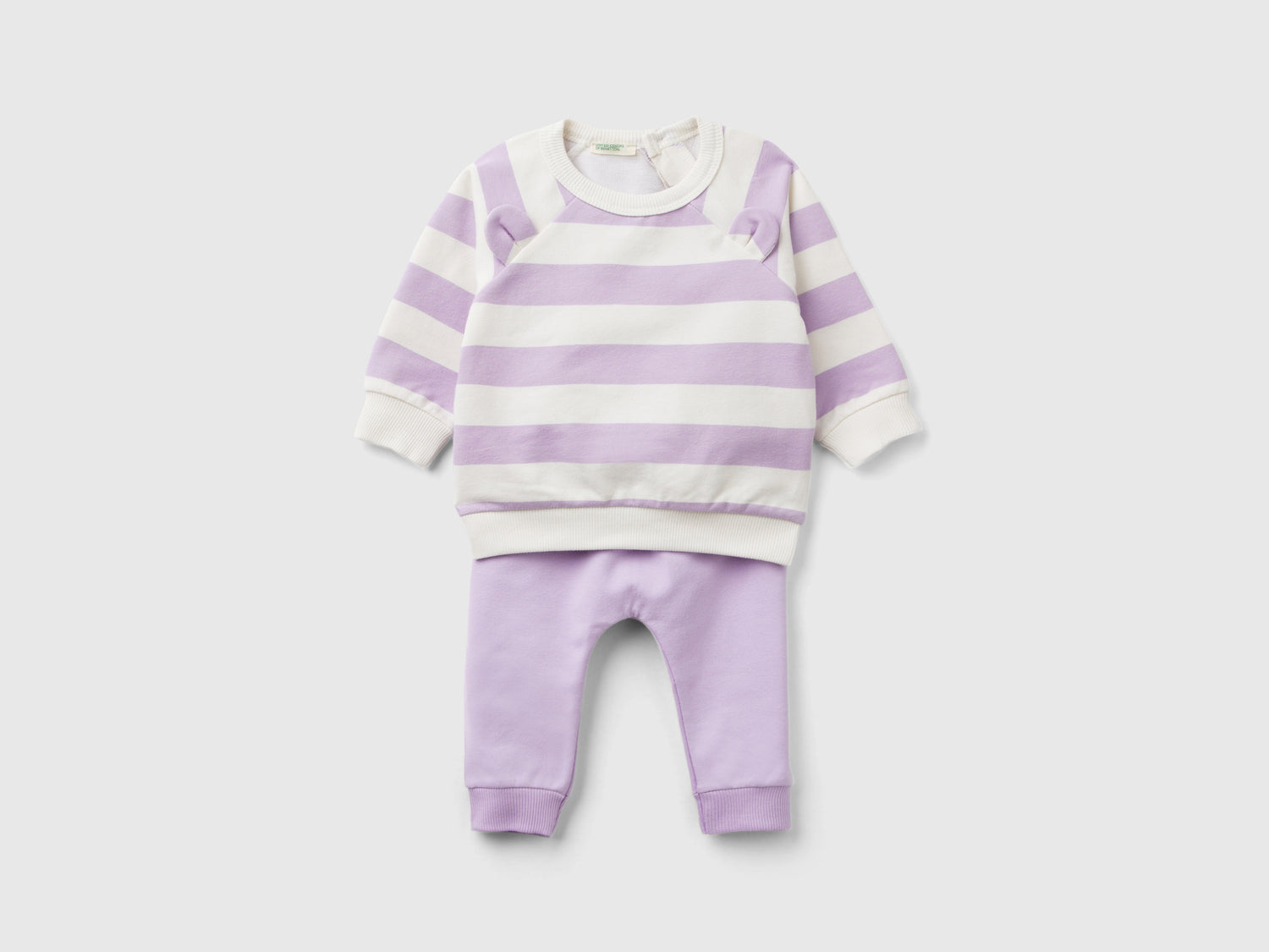 Completo in felpa di cotone bio stretch da neonato lilla | Benetton Outlet