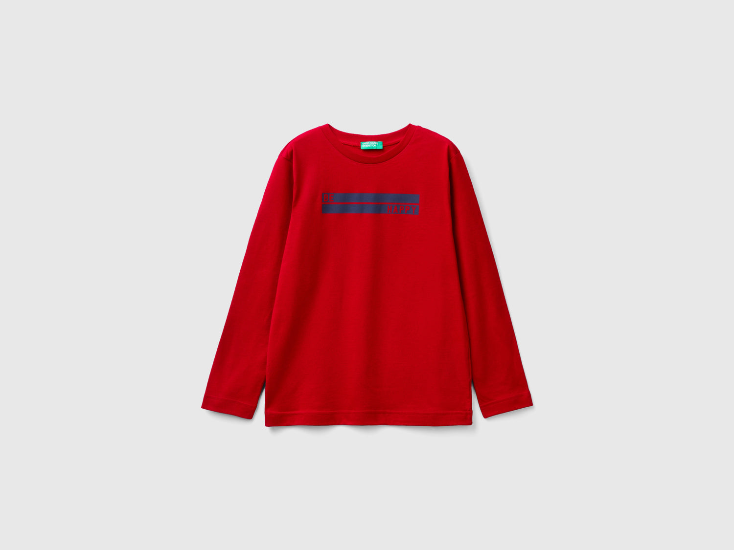 T-shirt a manica lunga con stampa da bambino rosso | Benetton Outlet