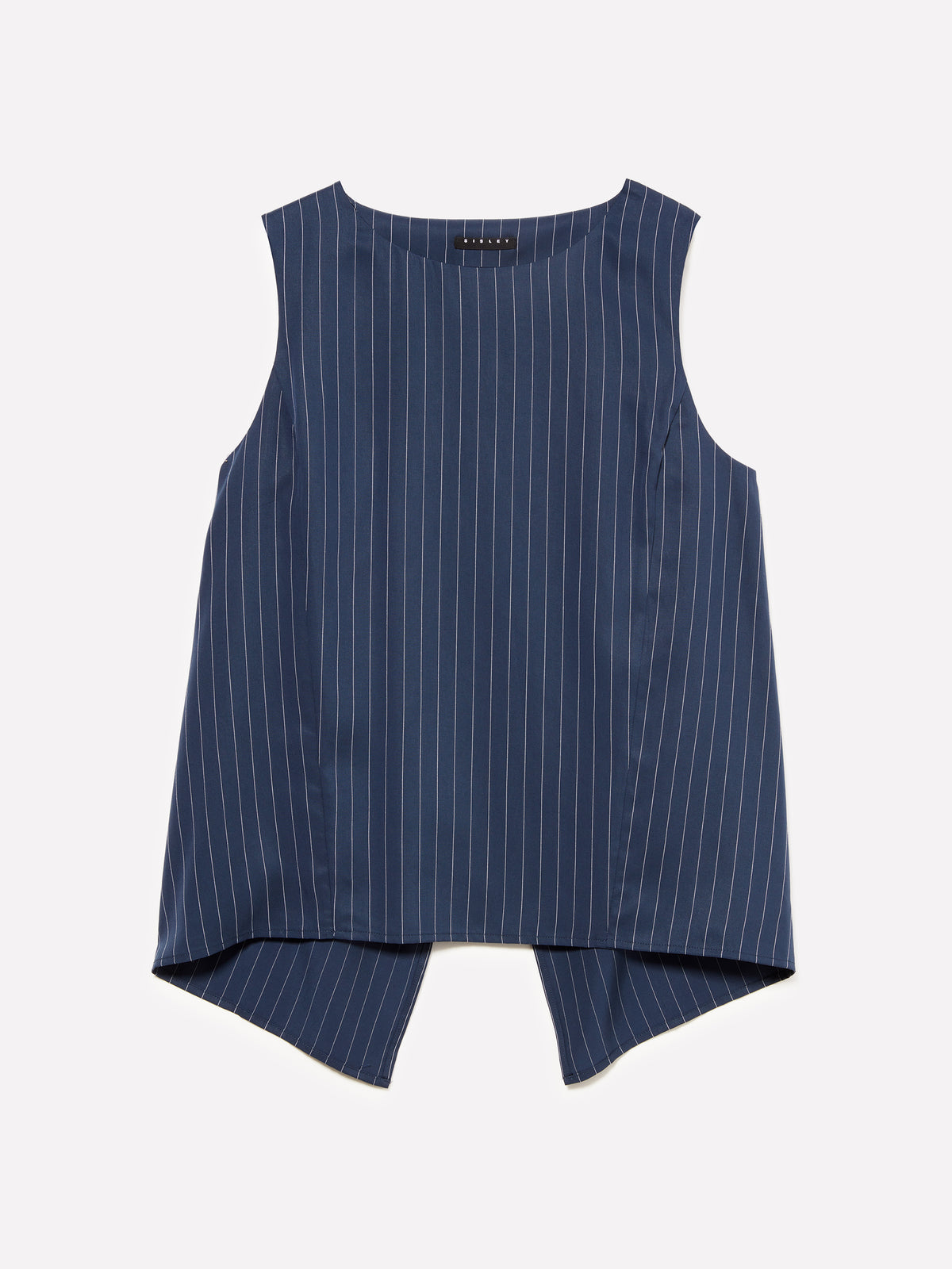 Top gessato con schiena scoperta