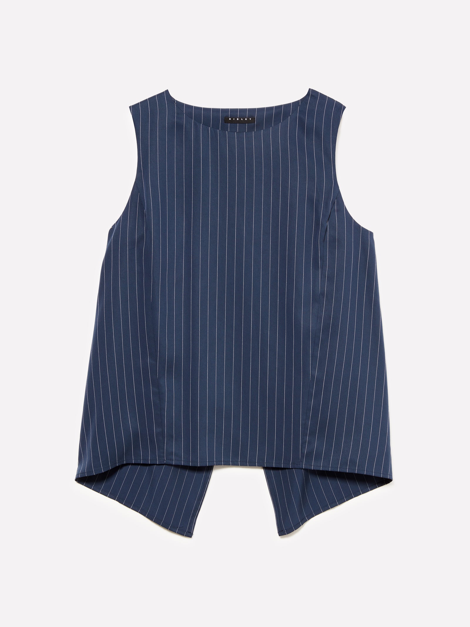 Top gessato con schiena scoperta da donna blu | Sisley Outlet