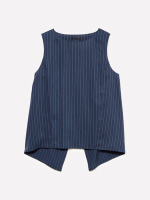 Top gessato con schiena scoperta