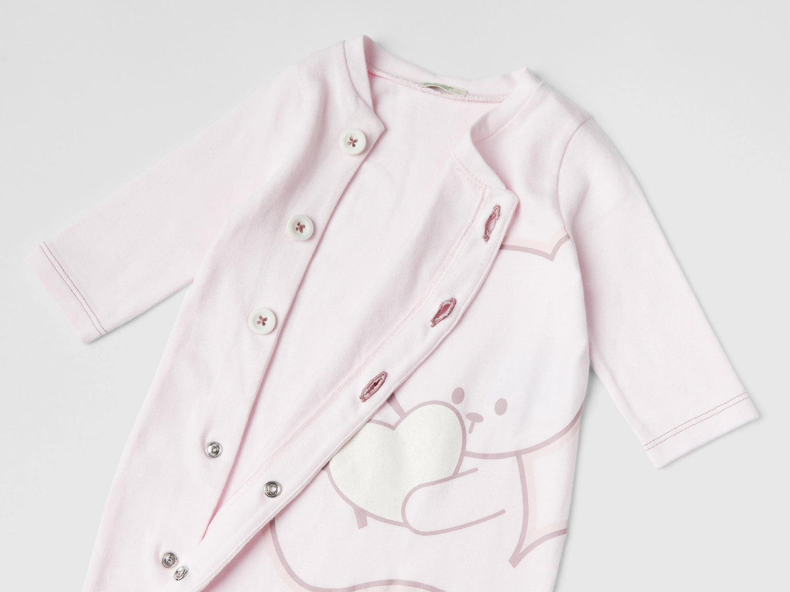Calda tutina con stampa animaletto da neonato rosa tenue 2 | Benetton Outlet