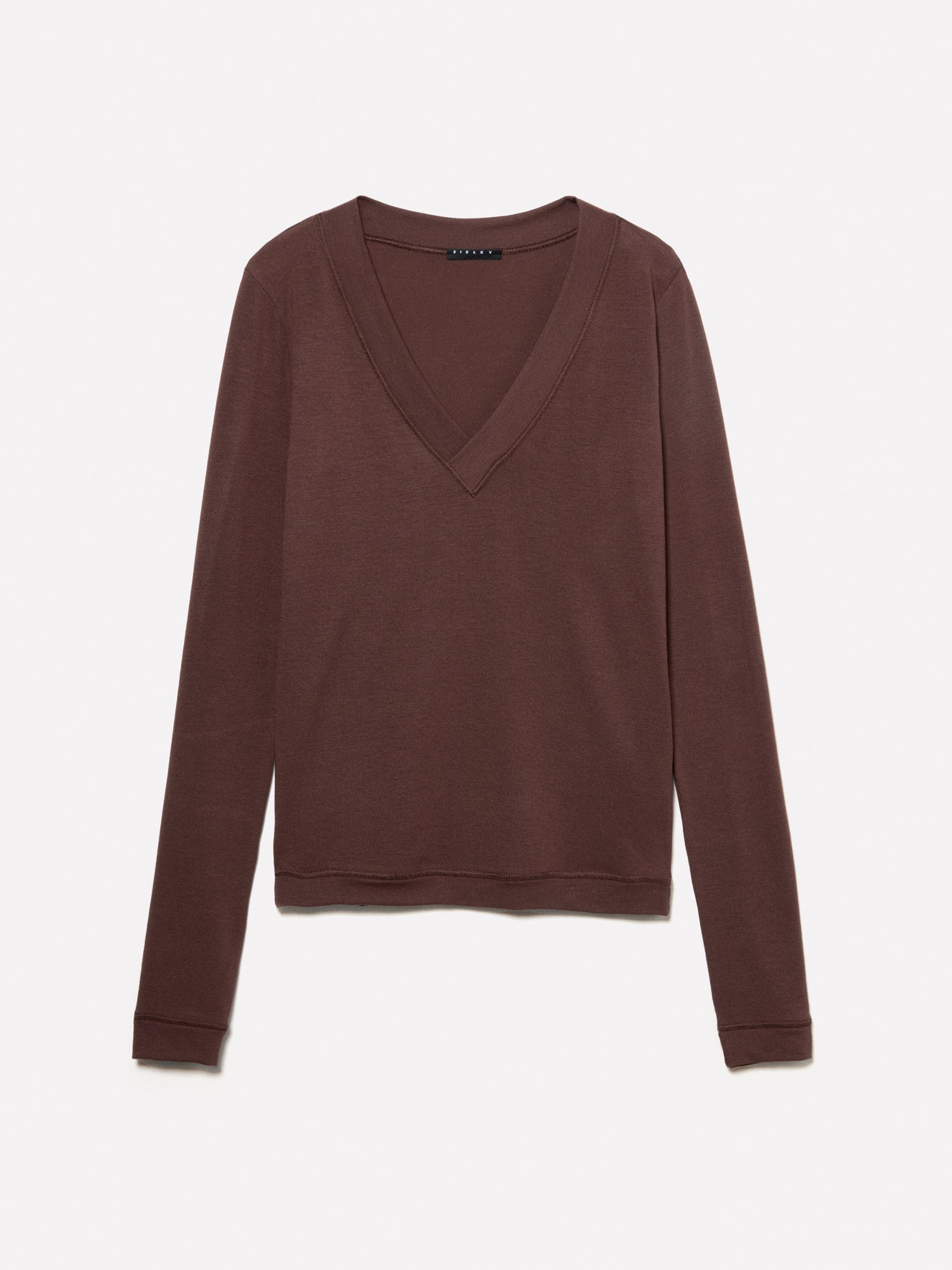 T-shirt slim fit marrone a maniche lunghe da donna marrone scuro | Sisley Outlet