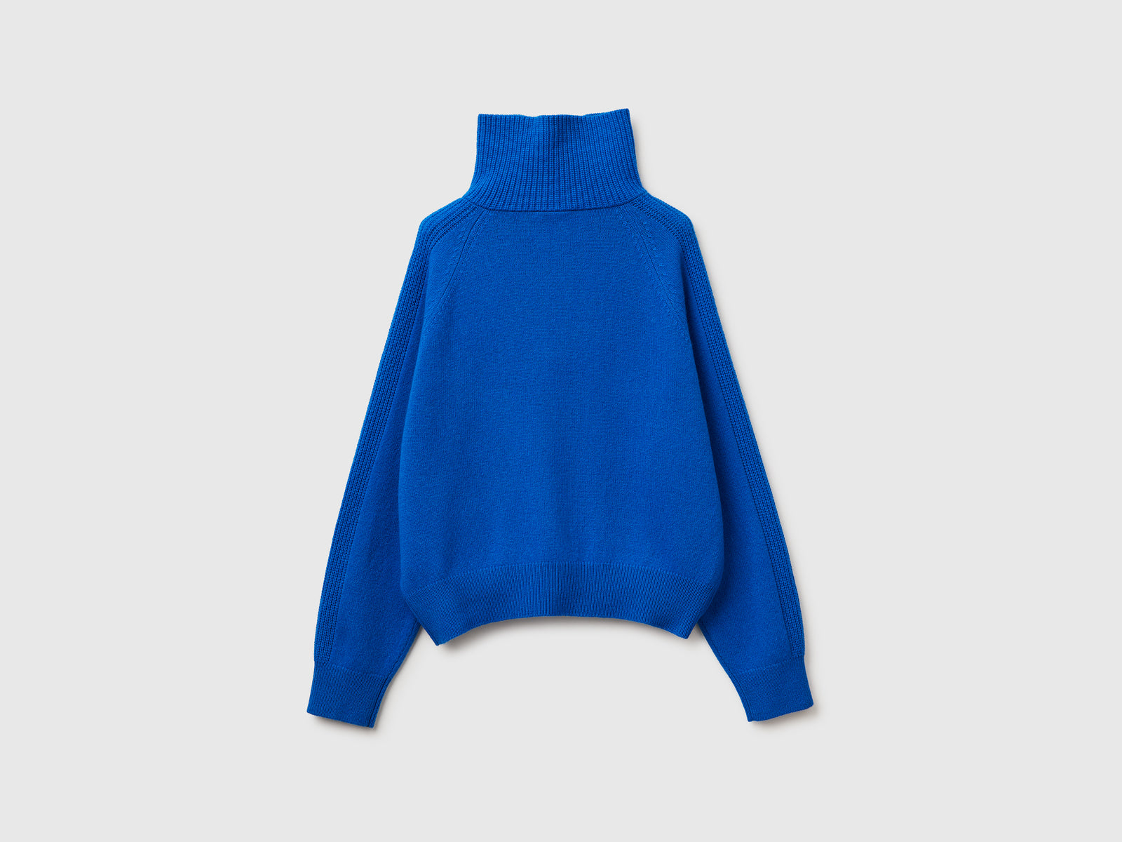 Maglia con mezza zip 100% lana da donna blu 2 | Benetton Outlet