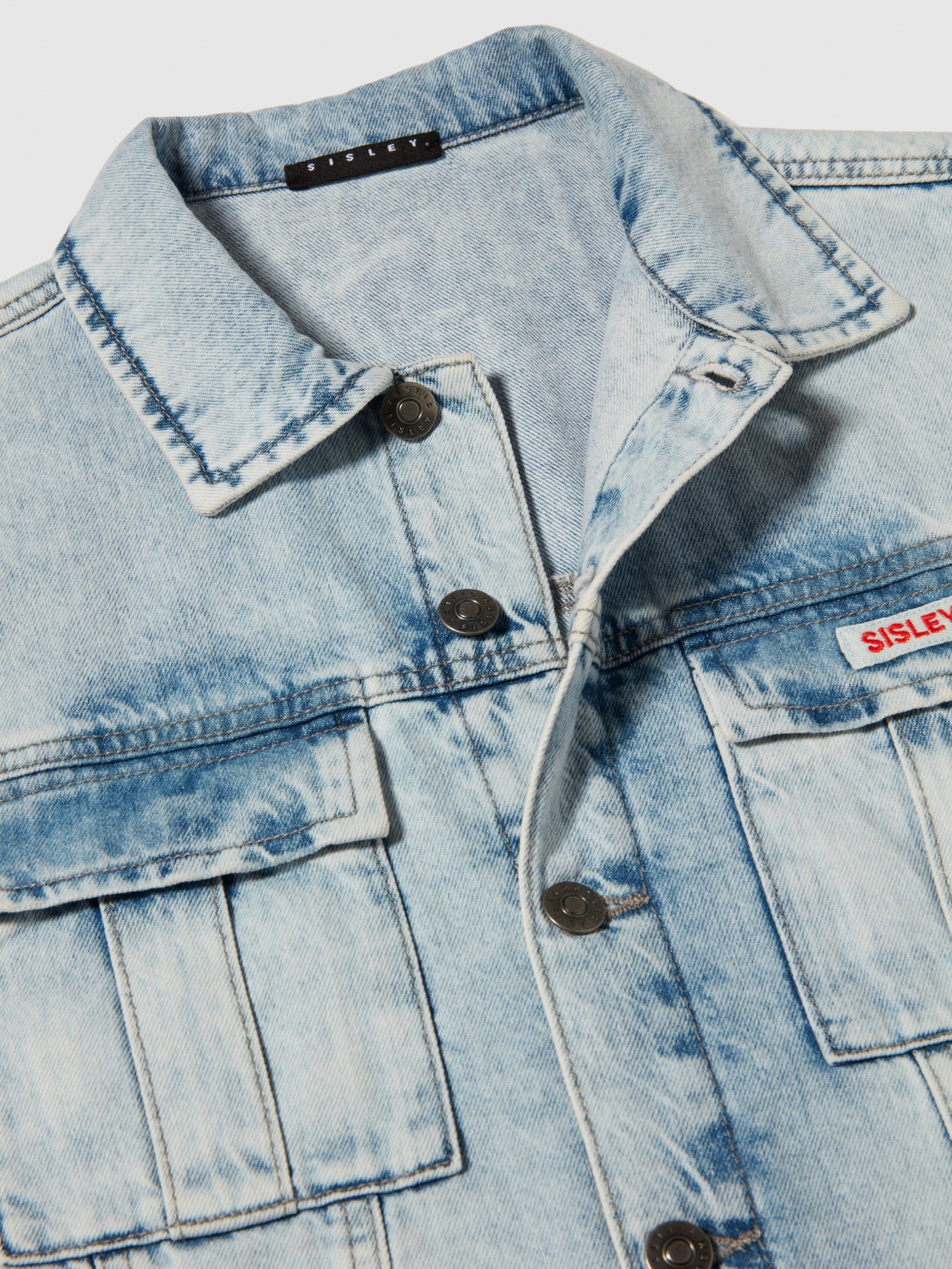 Smanicato di jeans con tasconi da bambino azzurro 3 | Sisley young Outlet