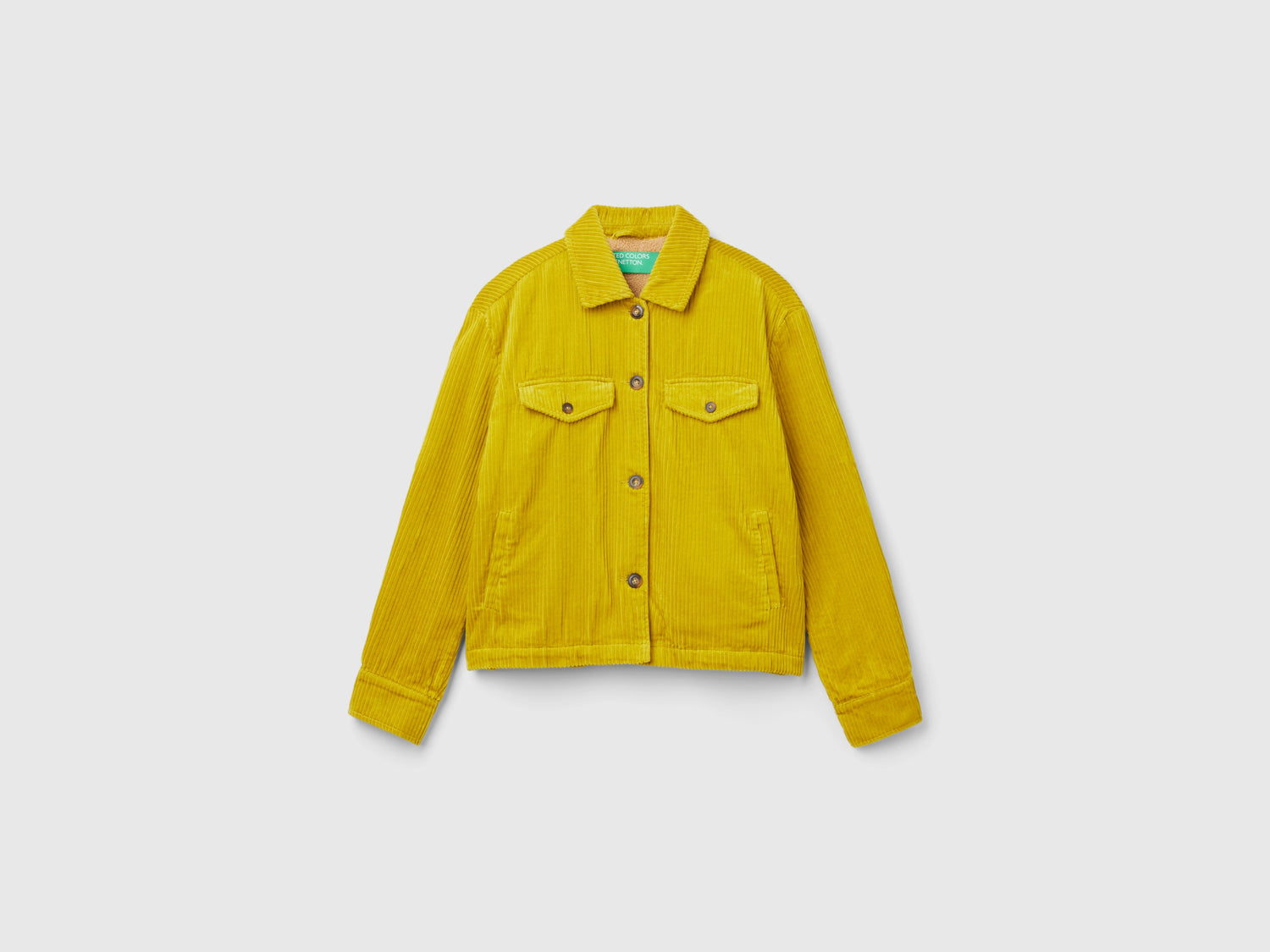 Giacca in velluto con fodera orsetto da donna senape | Benetton Outlet