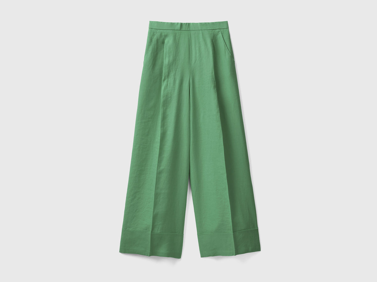 Pantaloni palazzo in 100% lino
