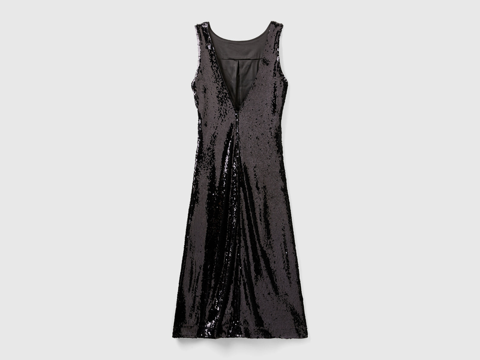 Abito lungo con paillettes da donna nero 2 | Benetton Outlet