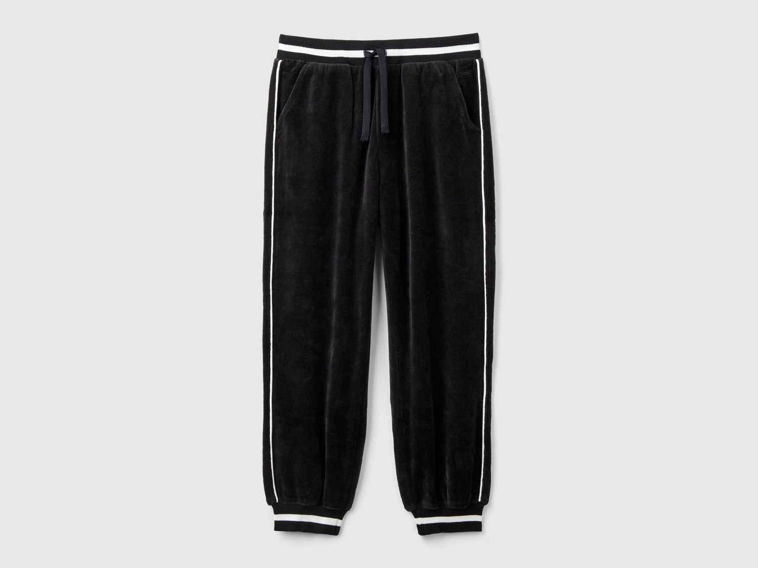 Chenille drawstring trousers da bambina nero | Benetton Outlet
