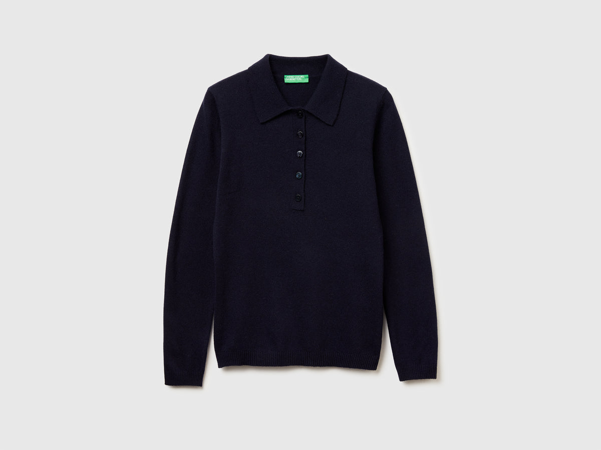 Polo in maglia in misto cashmere