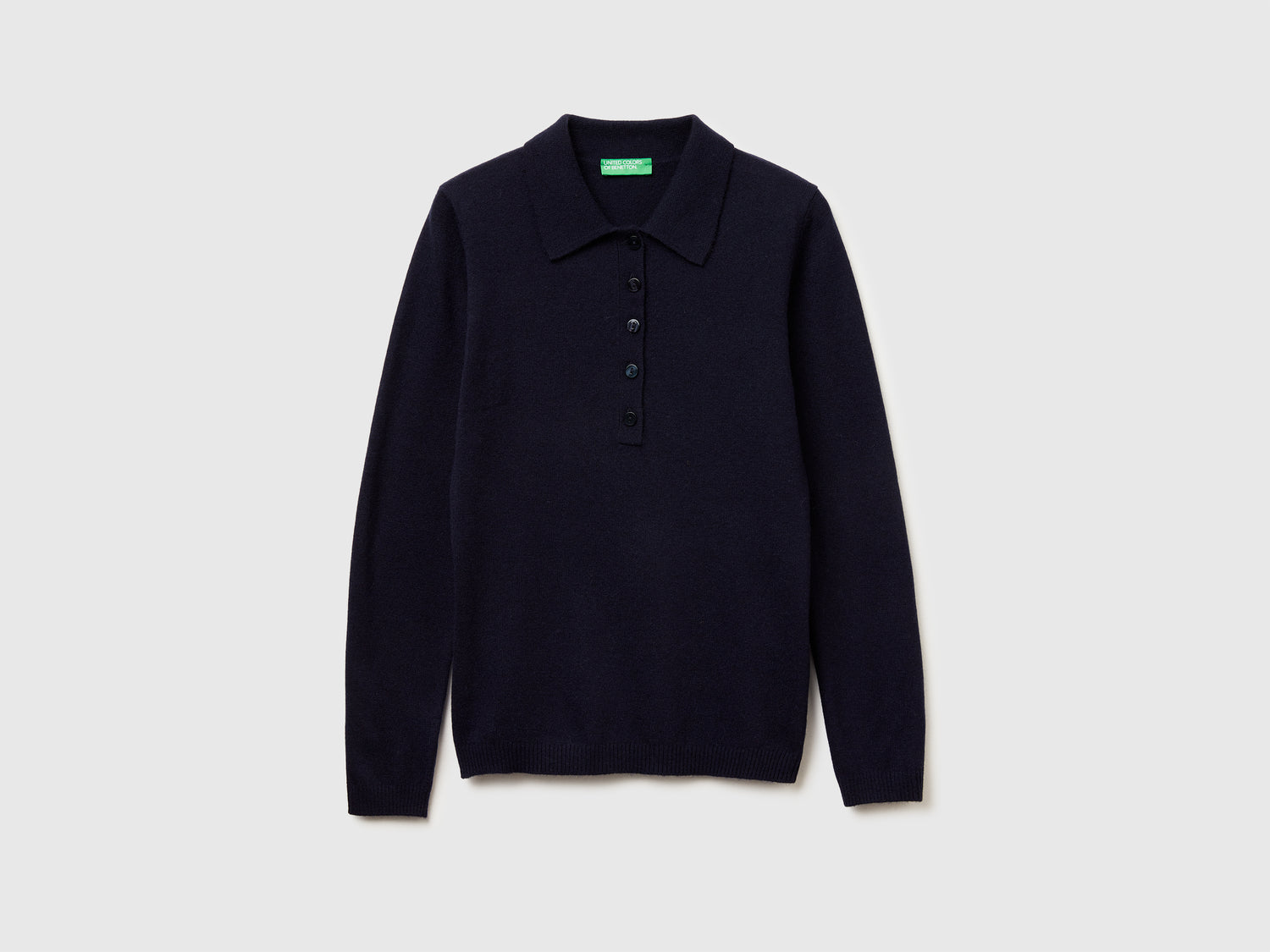 Polo in maglia in misto cashmere da donna blu scuro | Benetton Outlet