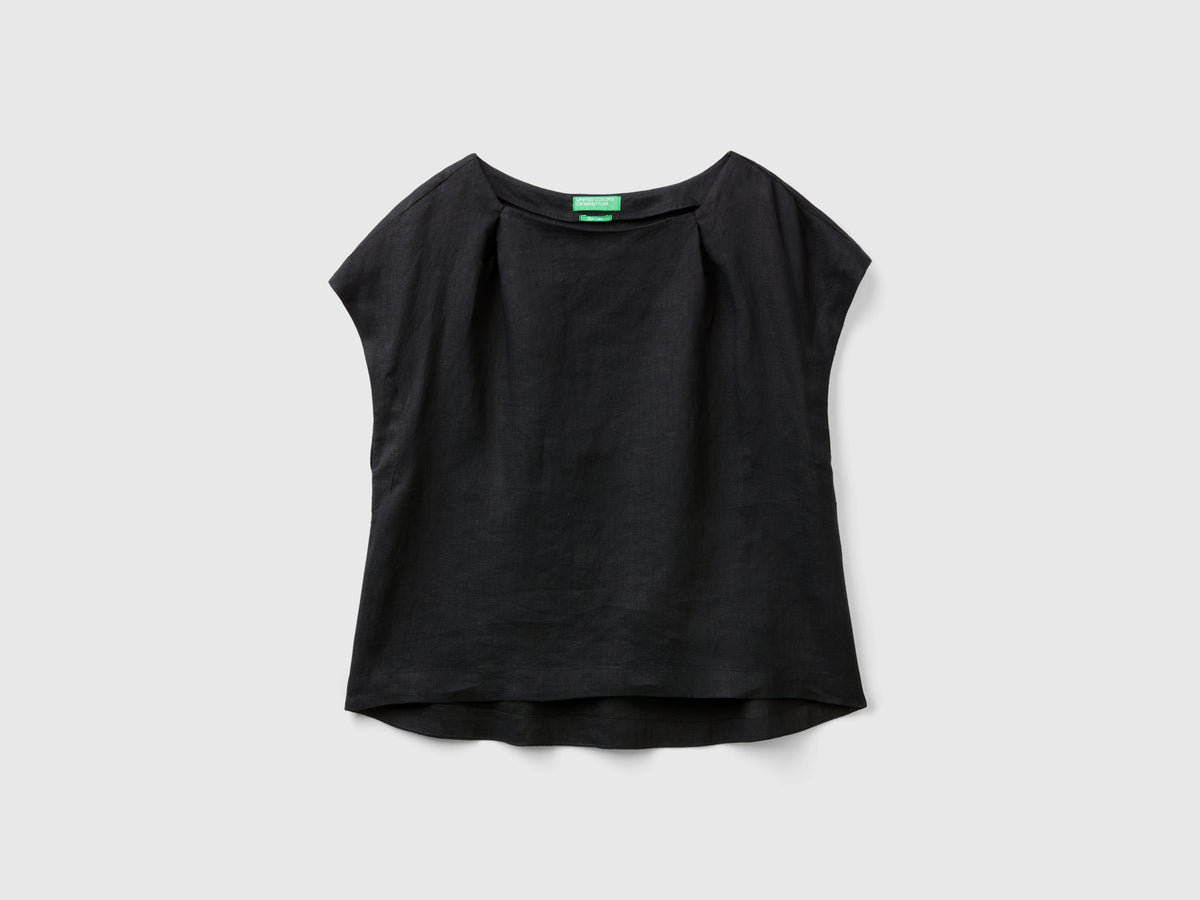 Blusa scollo quadrato in puro lino
