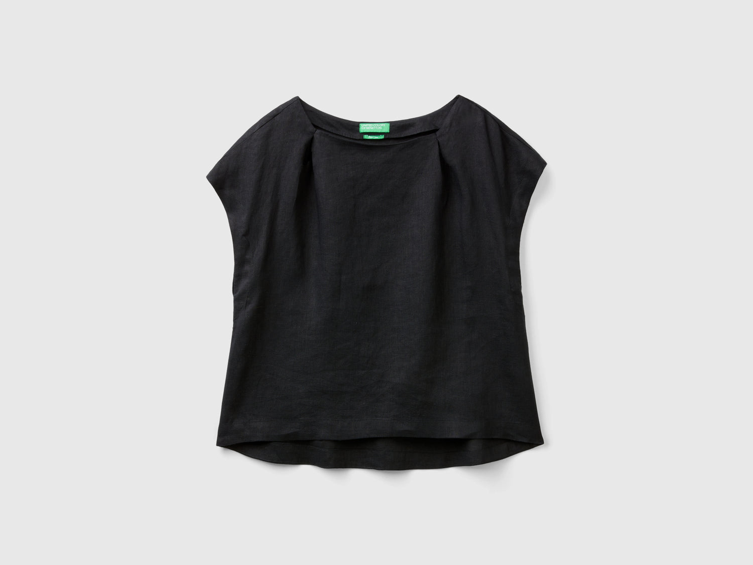 Blusa scollo quadrato in puro lino da donna nero | Benetton Outlet