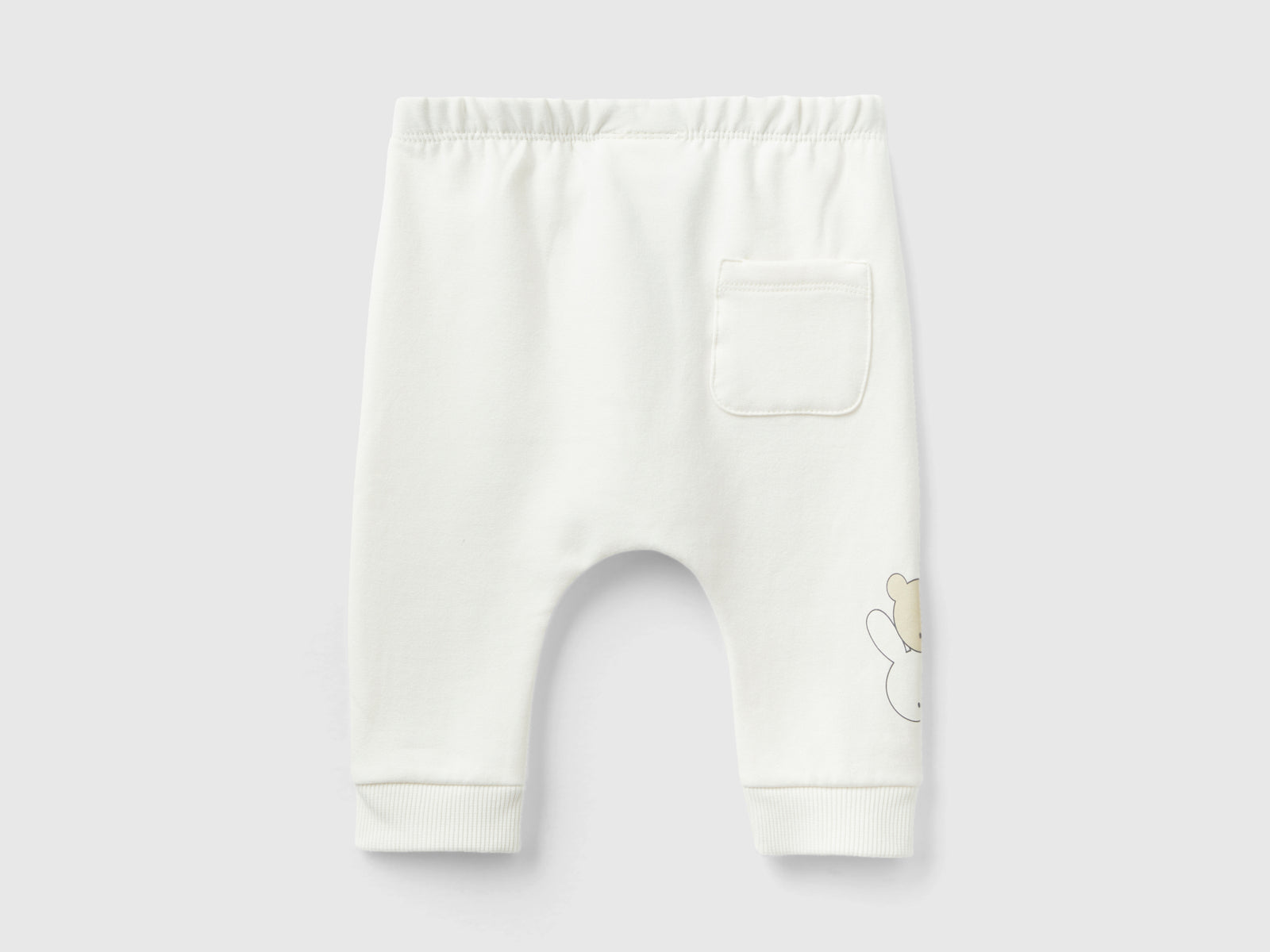 Pantaloni in calda felpa con taschino da neonato bianco panna 2 | Benetton Outlet