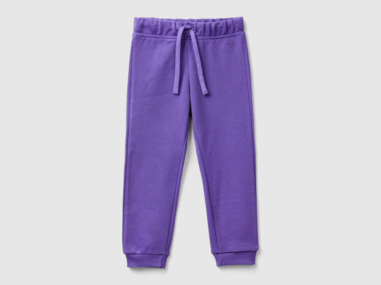 Pantaloni in felpa di cotone bio da bimba viola | Benetton Outlet