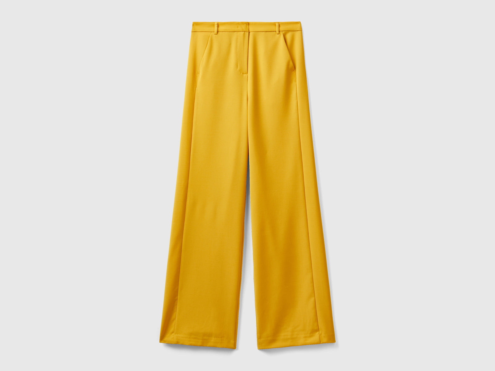 Pantaloni fluidi con gamba dritta da donna giallo | Benetton Outlet