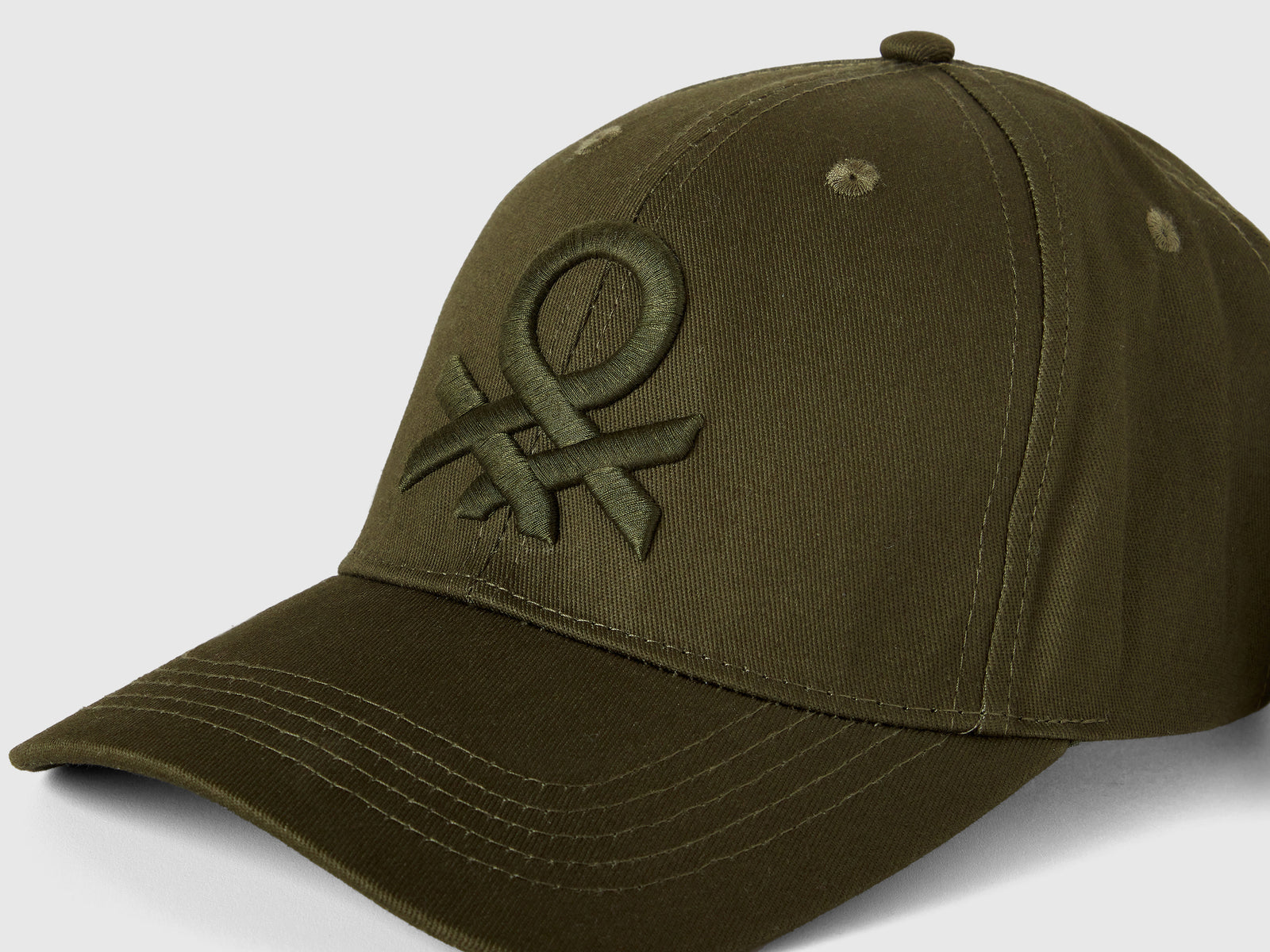 Cappello baseball con logo ricamato da uomo verde oliva 3 | Benetton Outlet