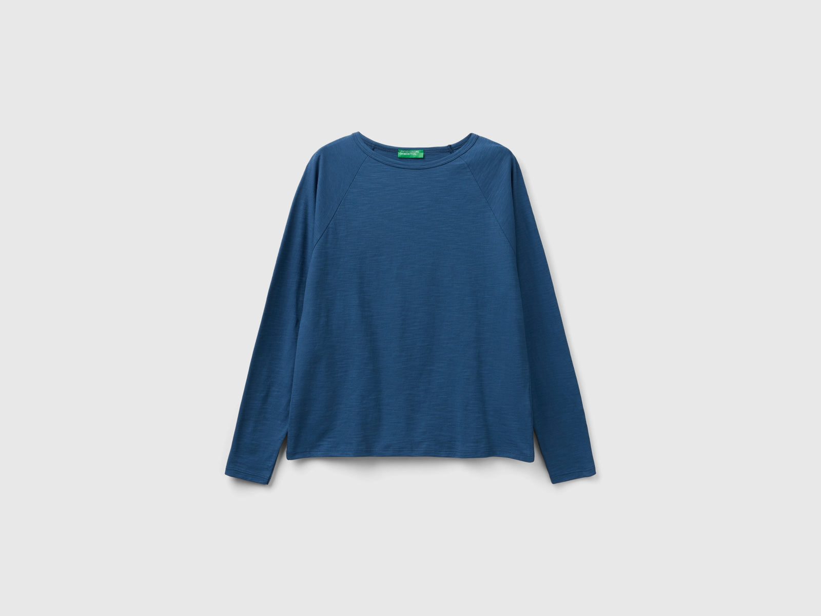 T-shirt manica lunga in cotone leggero da donna avio | Benetton Outlet