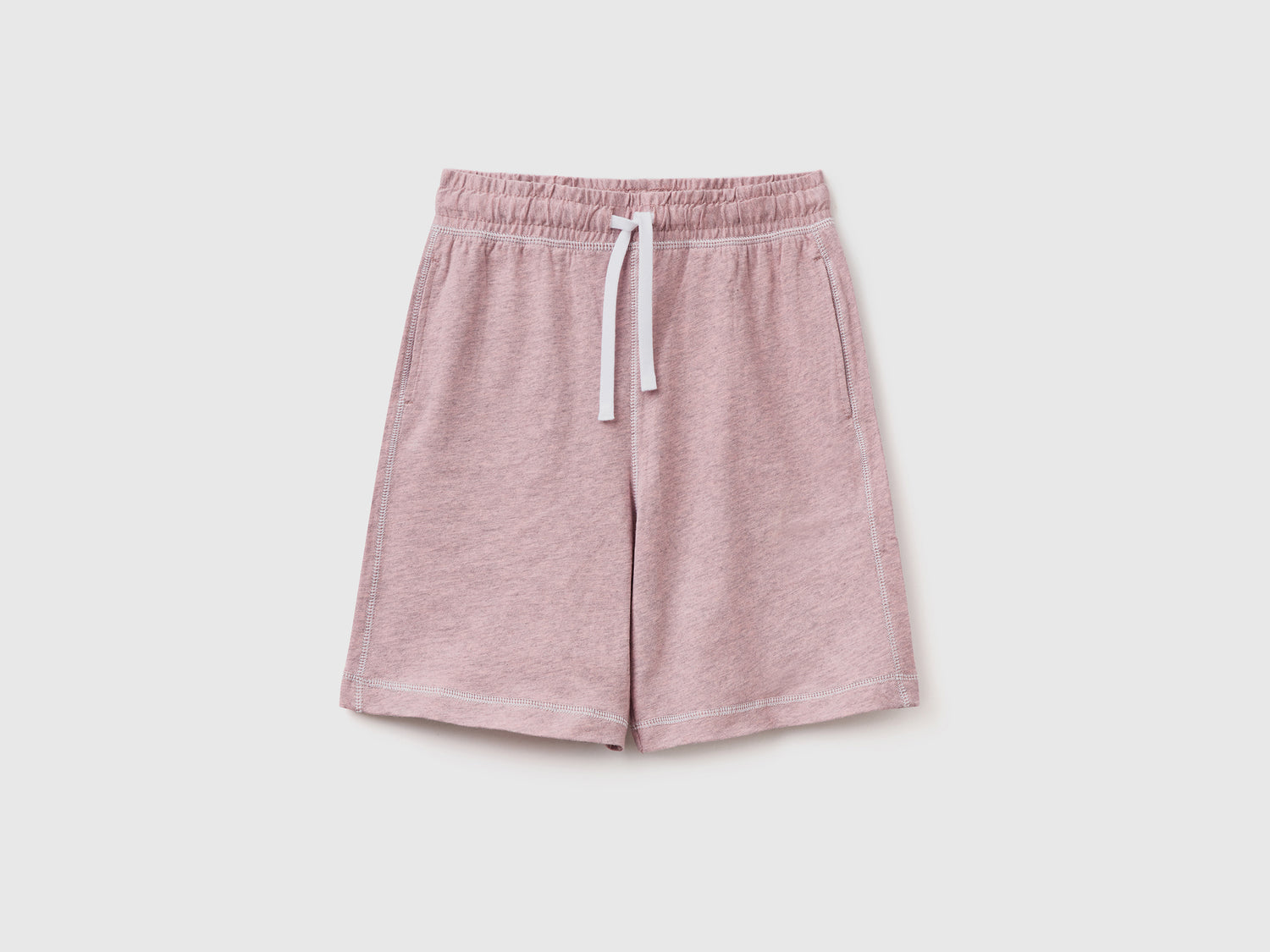 Pantaloni corti in puro cotone mélange da bambino rosa | Benetton Outlet