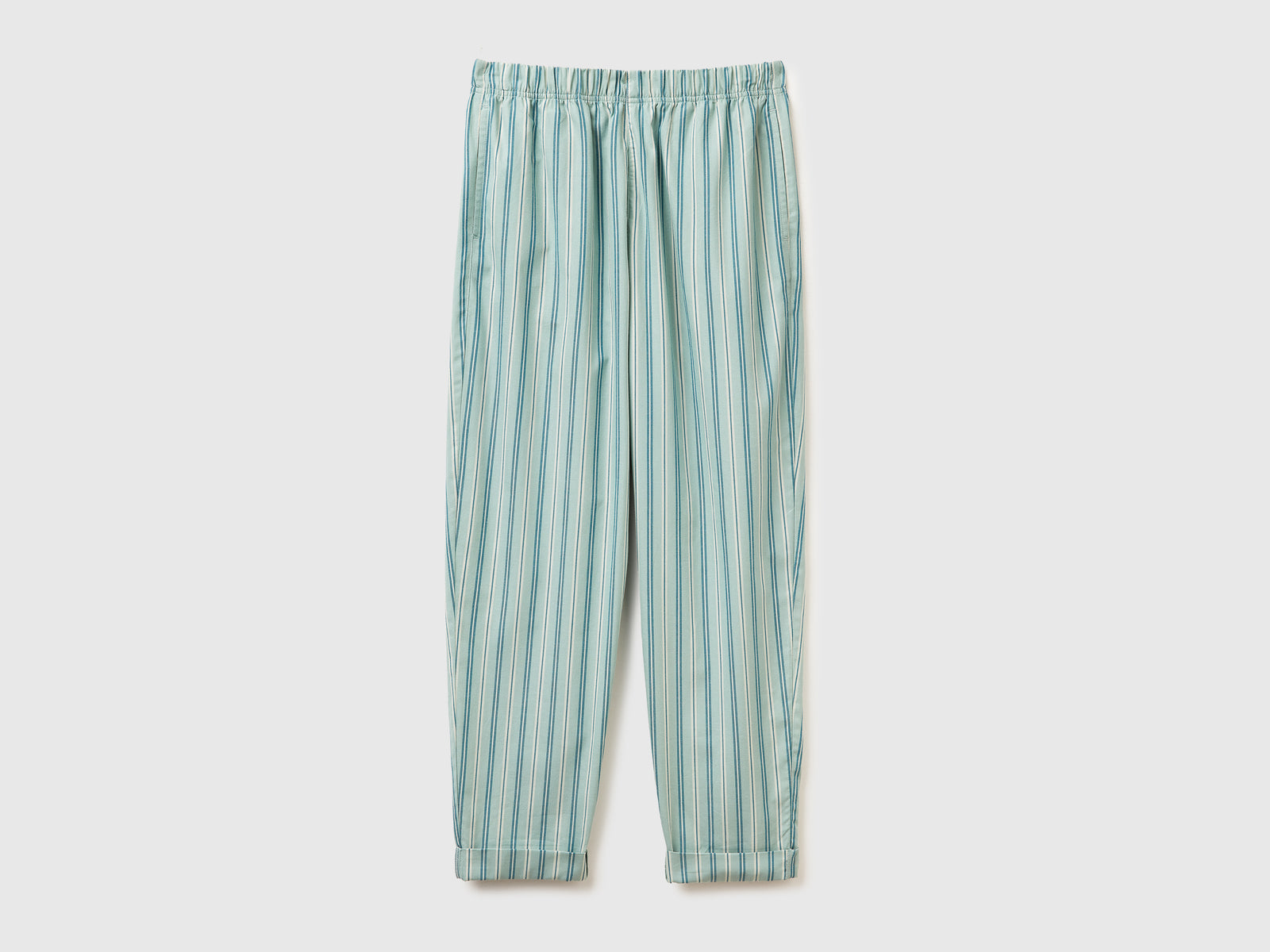Pantaloni a righe da donna verde acqua | Benetton Outlet