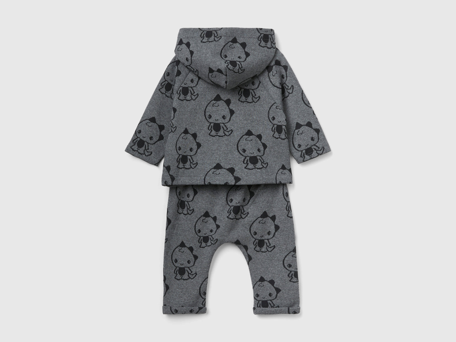 Completino con stampa dinosauri da neonato grigio scuro 2 | Benetton Outlet