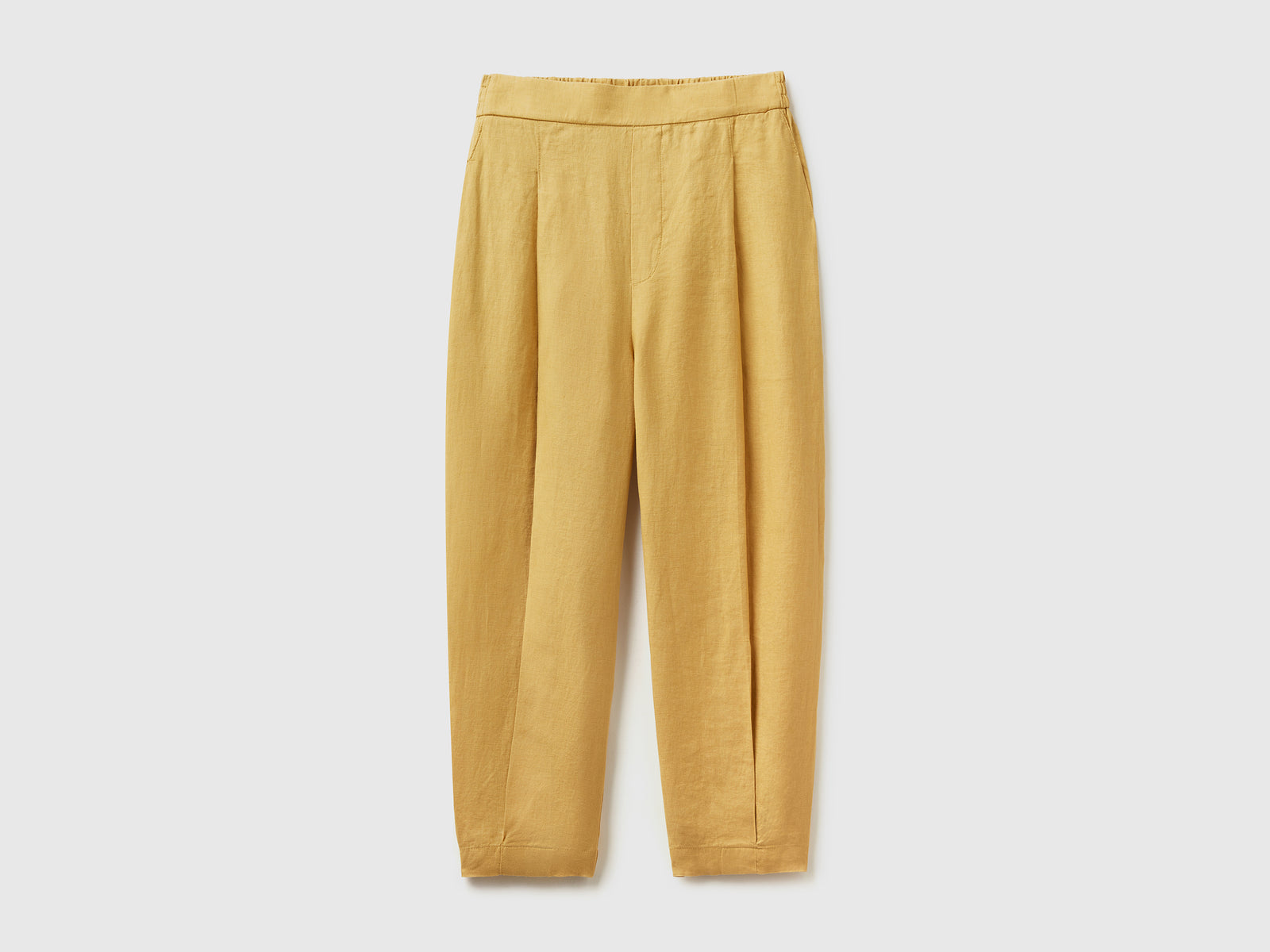 Pantaloni in puro lino da donna giallo | Benetton Outlet