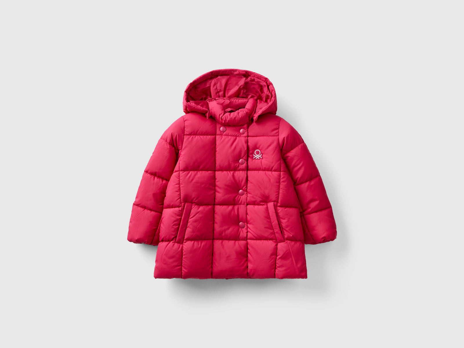 Giubbotto con cappuccio staccabile da bimba ciclamino | Benetton Outlet