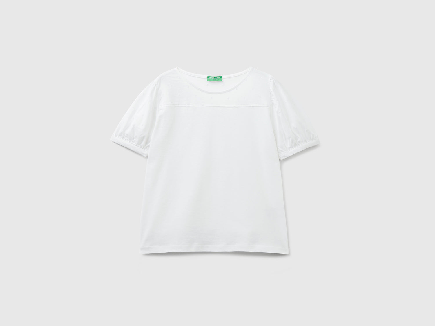 T-shirt girocollo realizzata in puro cotone leggero da donna bianco | Benetton Outlet