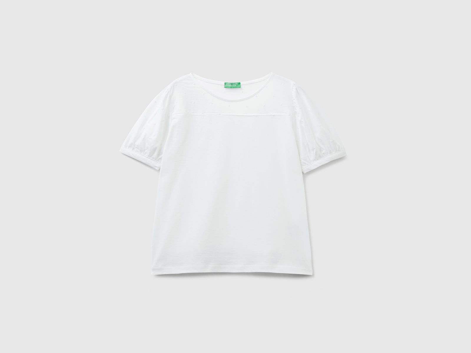 T-shirt girocollo realizzata in puro cotone leggero da donna bianco | Benetton Outlet