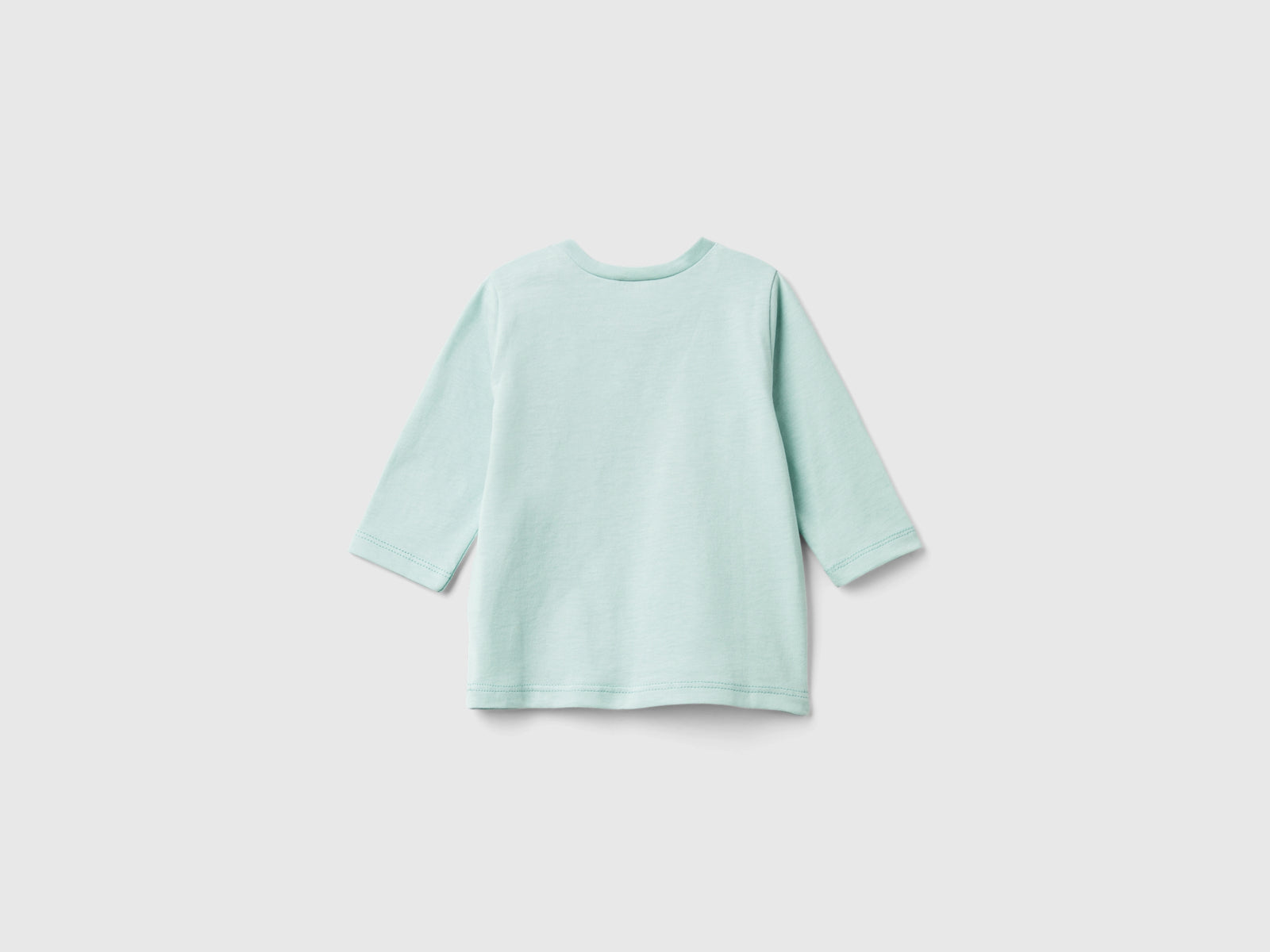 Maglietta con stampa in caldo cotone bio da neonato verde acqua 2 | Benetton Outlet