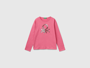 T-shirt in caldo cotone bio con paillettes