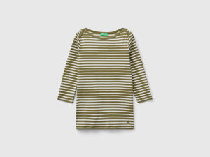 T-shirt manica 3/4 a righe in puro cotone