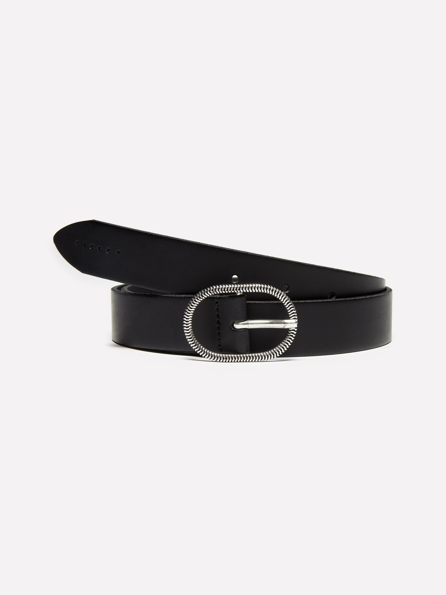 Cintura in pelle con fibbia decorativa da donna nero | Sisley Outlet