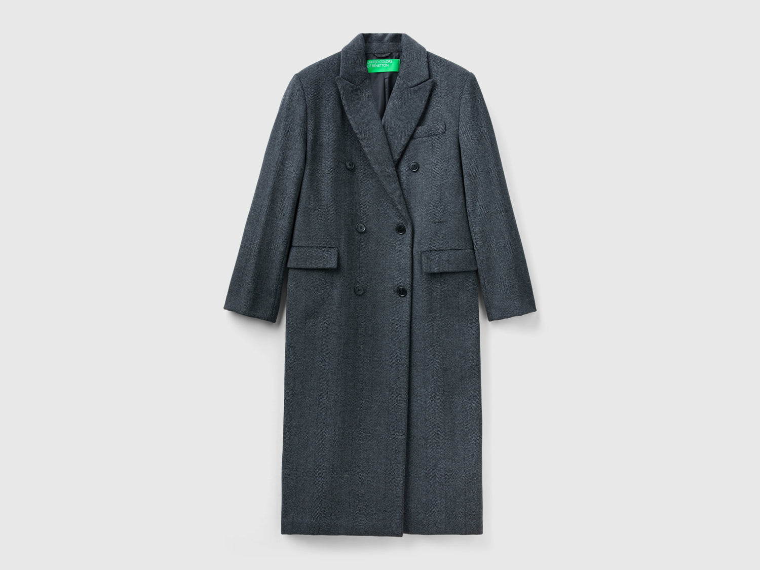 Cappotto lungo doppiopetto da donna grigio scuro | Benetton Outlet