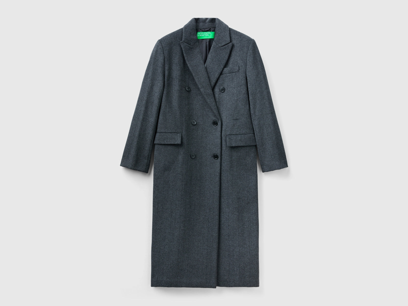 Cappotto lungo doppiopetto da donna grigio scuro | Benetton Outlet