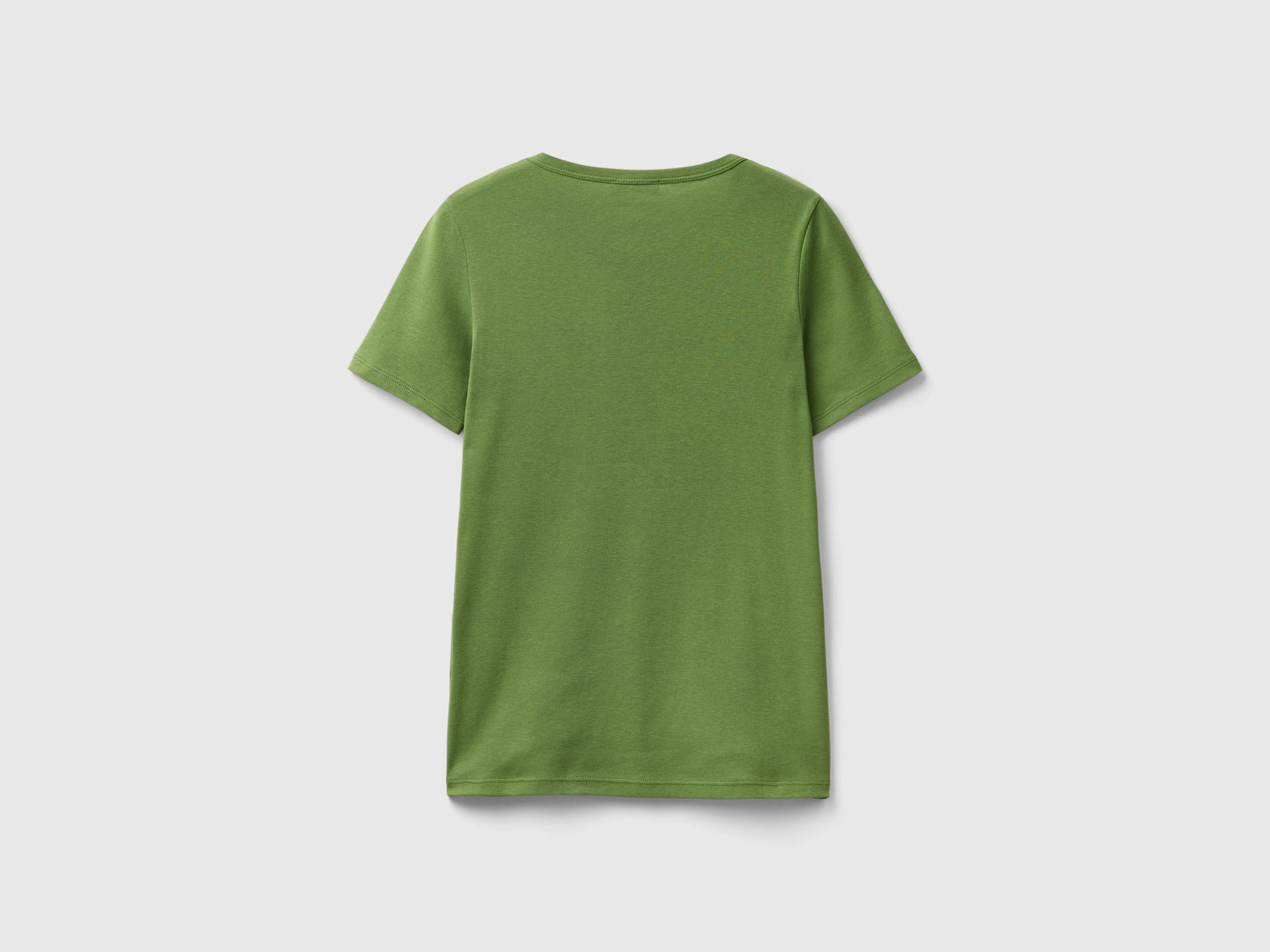 T-shirt 100% cotone con stampa logo glitter da donna verde militare 2 | Benetton Outlet