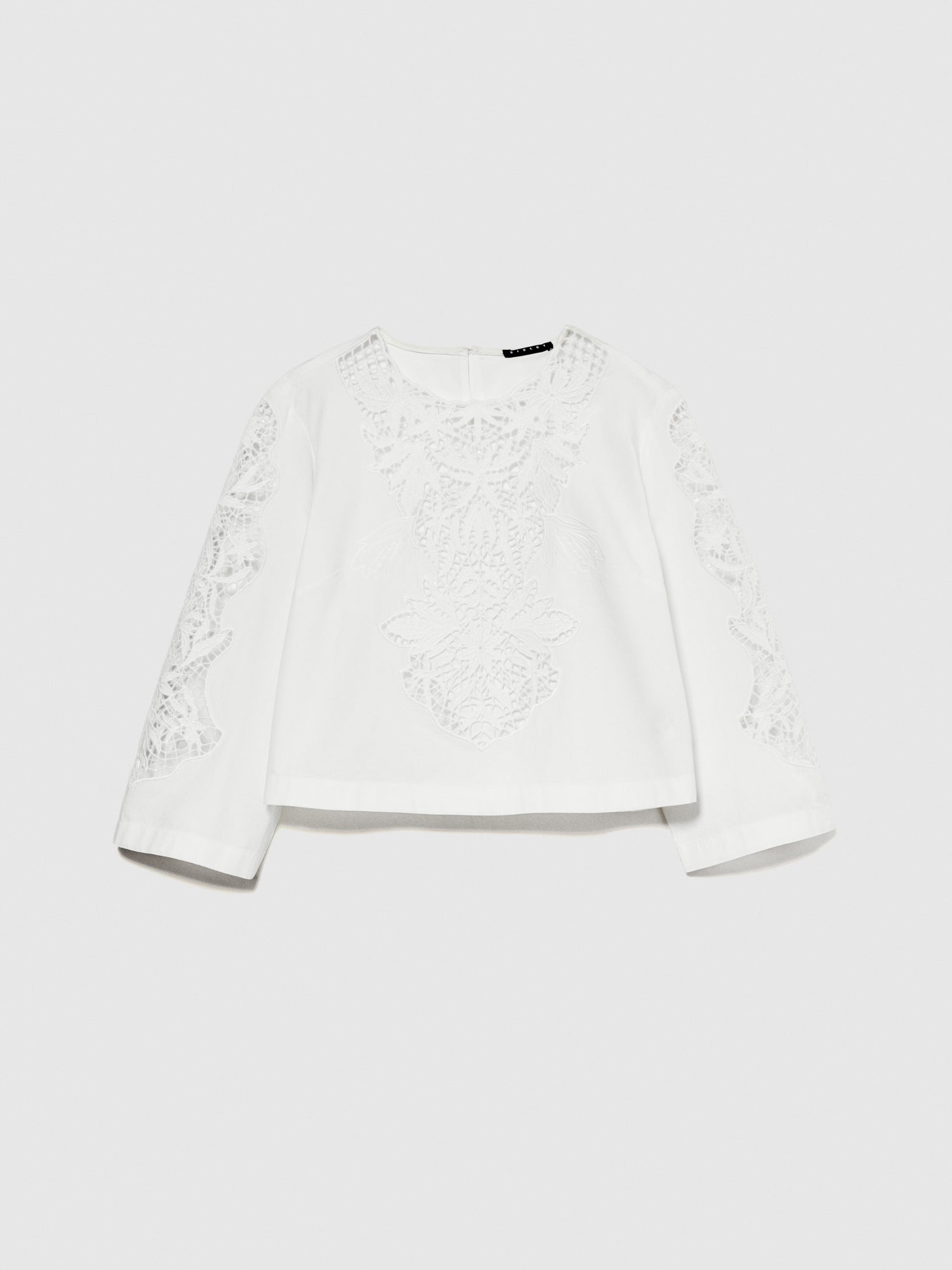 Blusa con crochet da donna bianco | Sisley Outlet