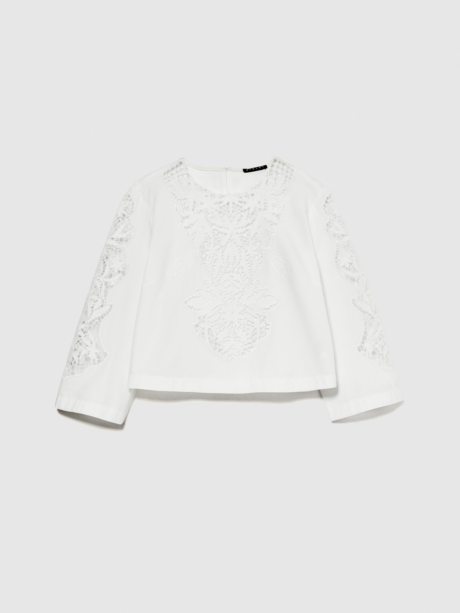 Blusa con crochet da donna bianco | Sisley Outlet
